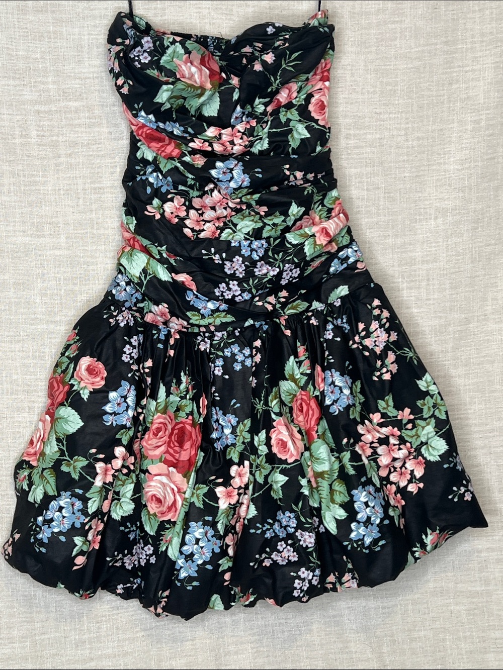 vintage 1980s Positively Ellyn strapless floral mini dress